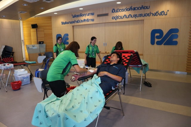 The staff of Pimai Salt Co.,Ltd. and subcontract ( 24 persons) have joint to donated blood to Phimai Hospital