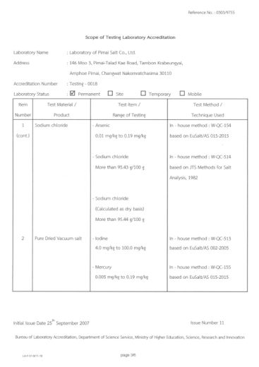 Certificate ISO1725 Issue date 27 jun 2022 - 26 Jun 2026