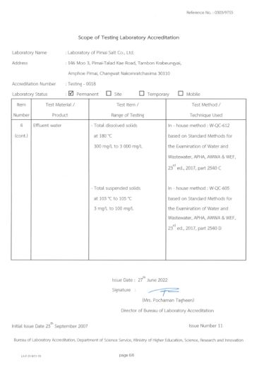 Certificate ISO1725 Issue date 27 jun 2022 - 26 Jun 2026